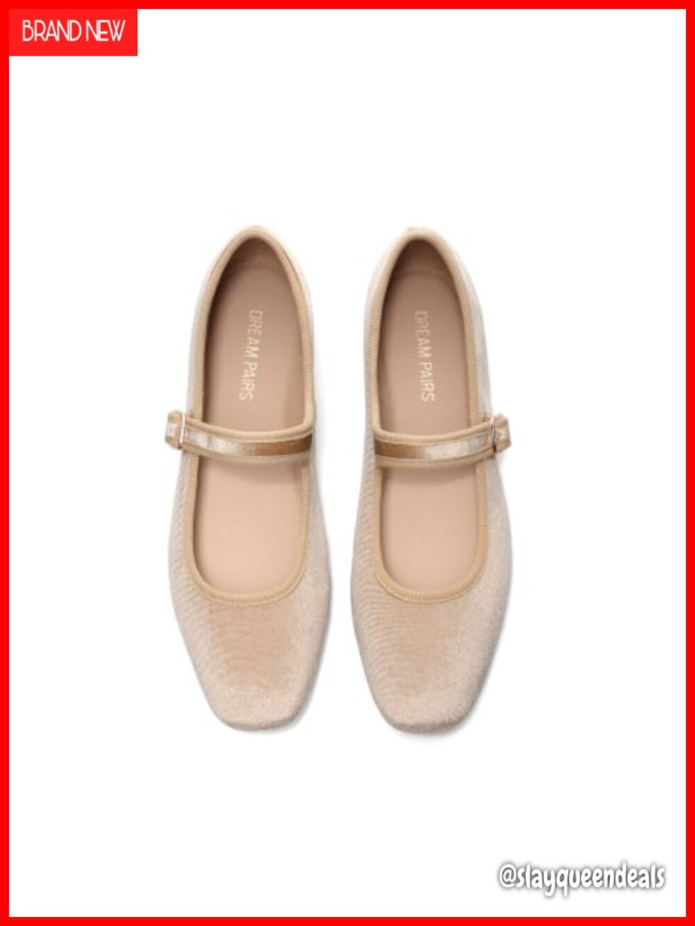Women's Velvet Mary Jane Ballet Flats Square Toe Buckle Strap